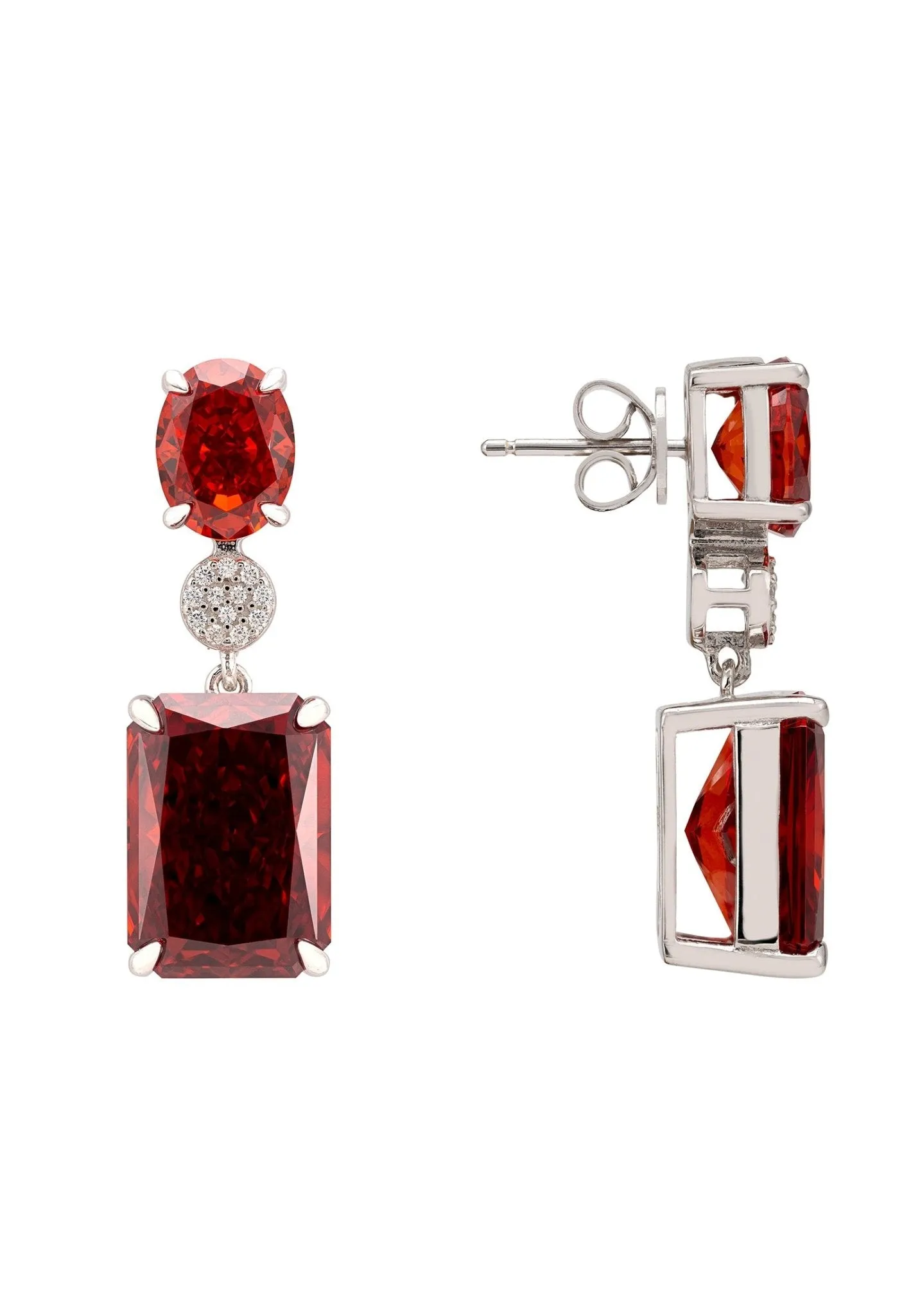 Constance Drop Earrings Silver Garnet