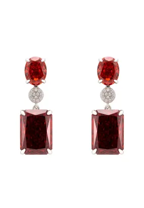 Constance Drop Earrings Silver Garnet