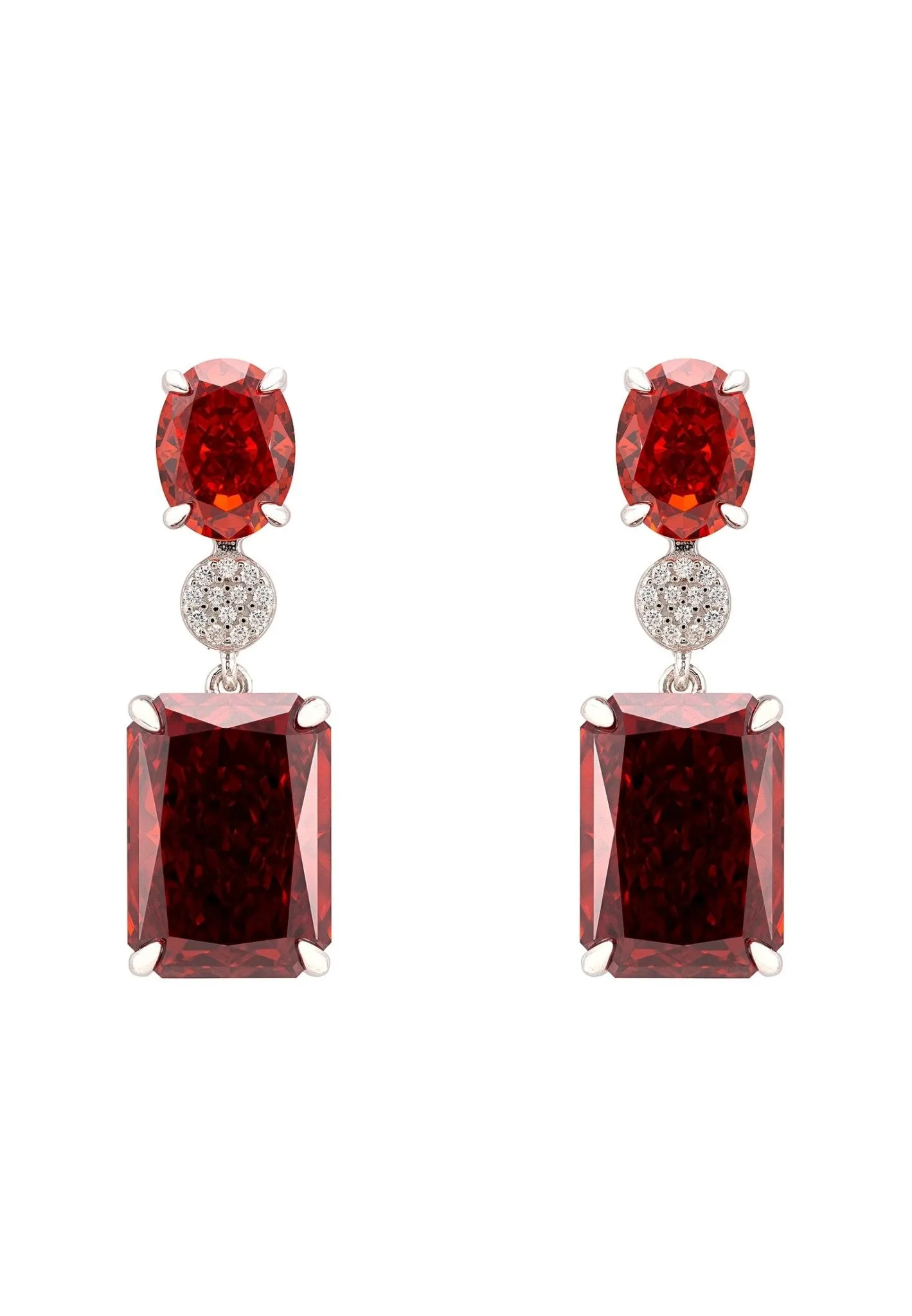 Constance Drop Earrings Silver Garnet