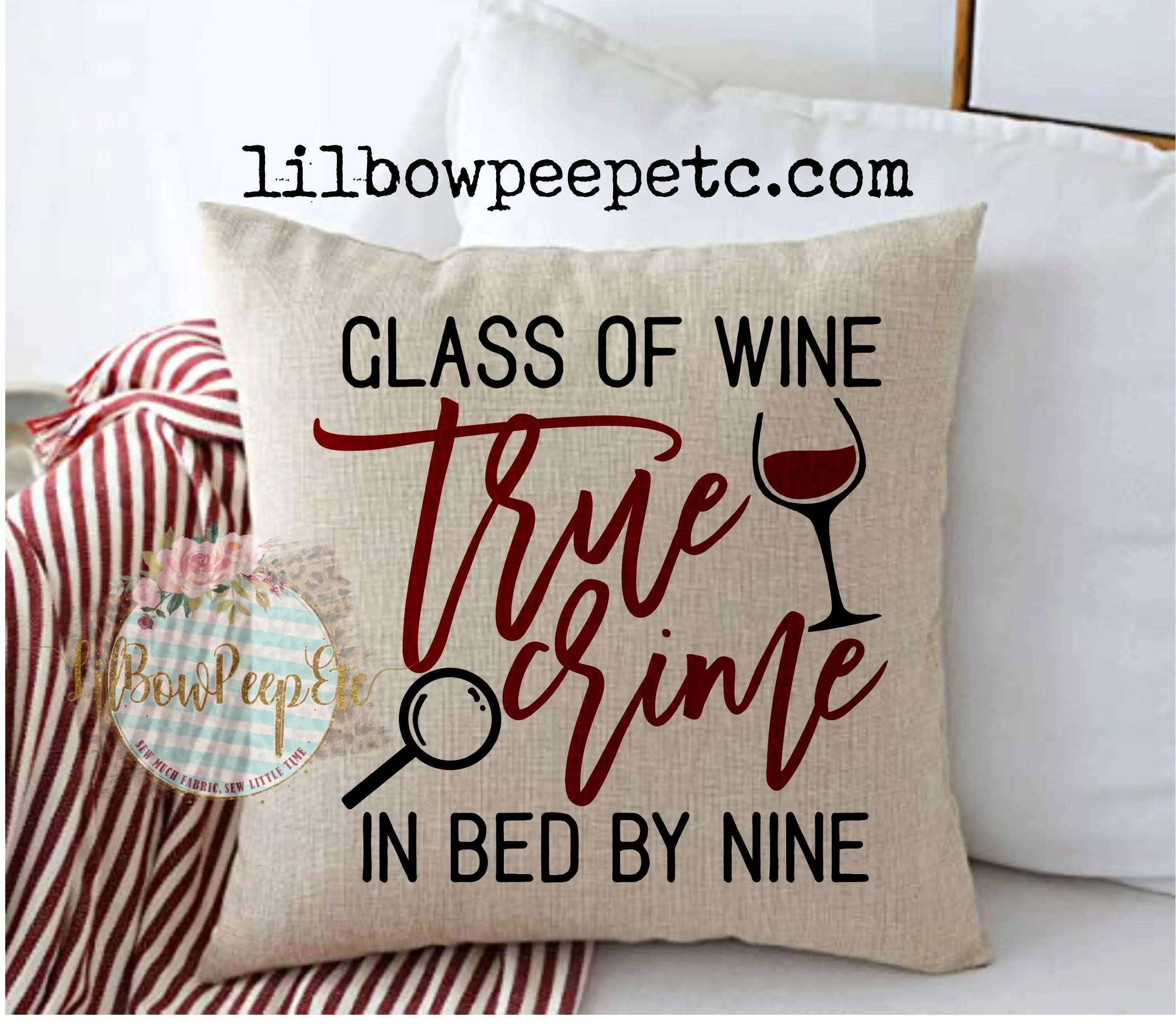 Crime and Wine 18 x 18 Linen Pillow Cover