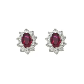 Daisy Exclusive Ruby and Diamond Halo Earrings