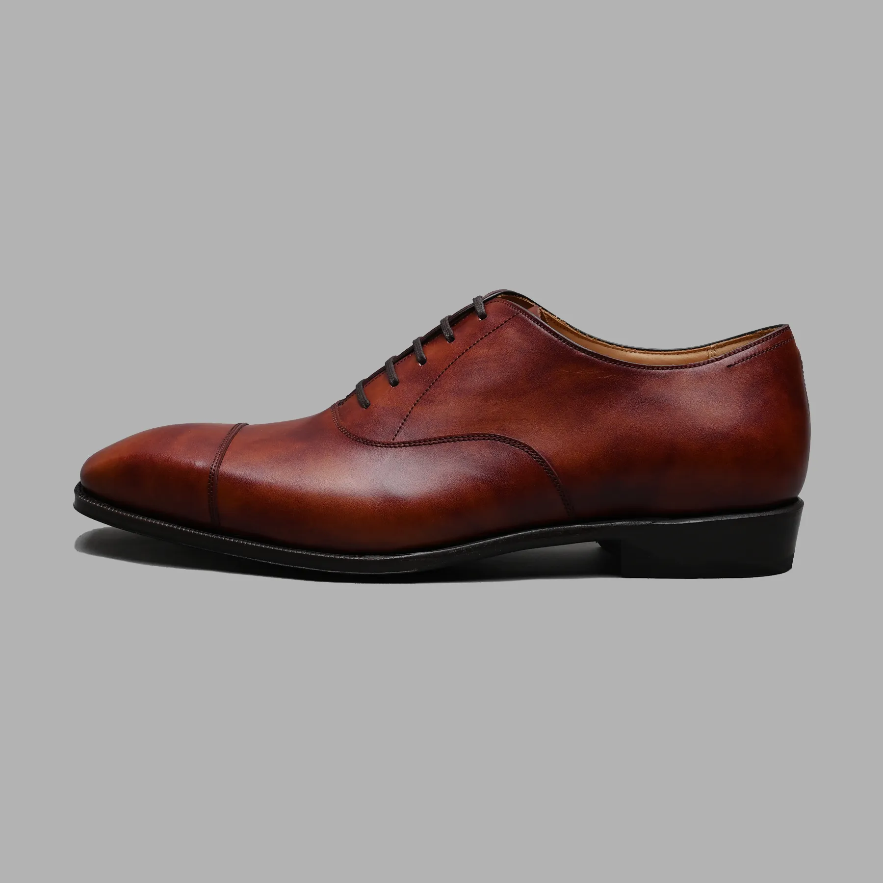 Duxton Hand Grade Cap Toe Oxford in Gold Museum Calf Leather