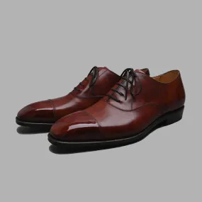 Duxton Hand Grade Cap Toe Oxford in Gold Museum Calf Leather