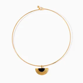 Easy To Wear 18K Gold Plated Semicircle Pendant Bangle Necklace