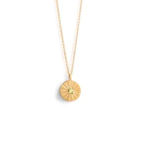 Engravable August Peridot Mini Sundial Birthstone Necklace