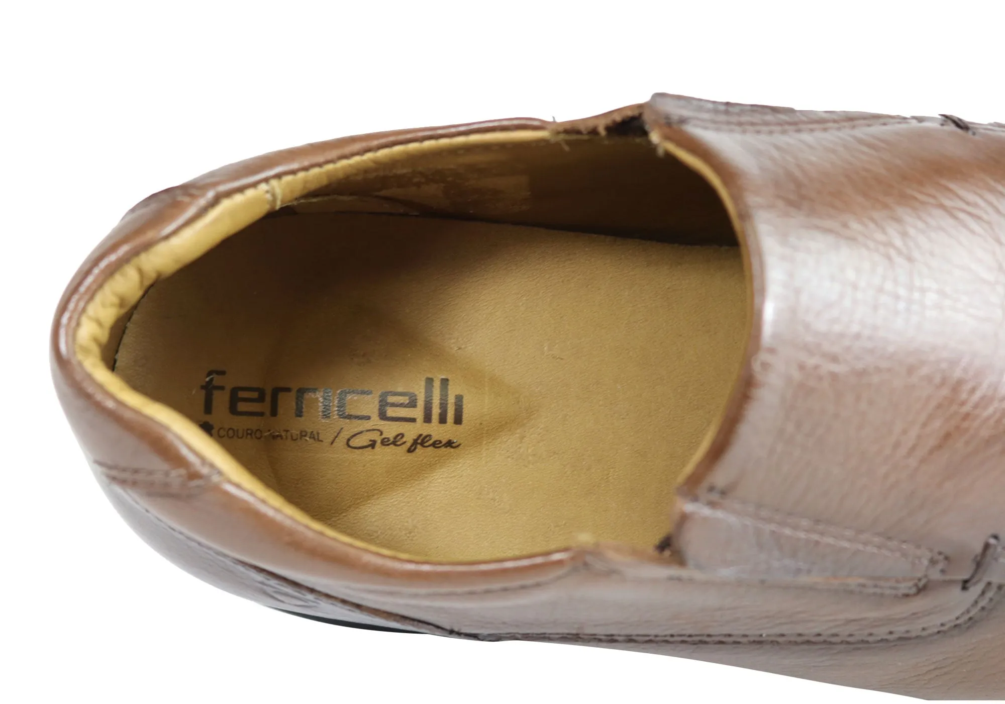 Ferricelli Rico Mens Leather Gel Flex Comfort Shoes Made In Brazil