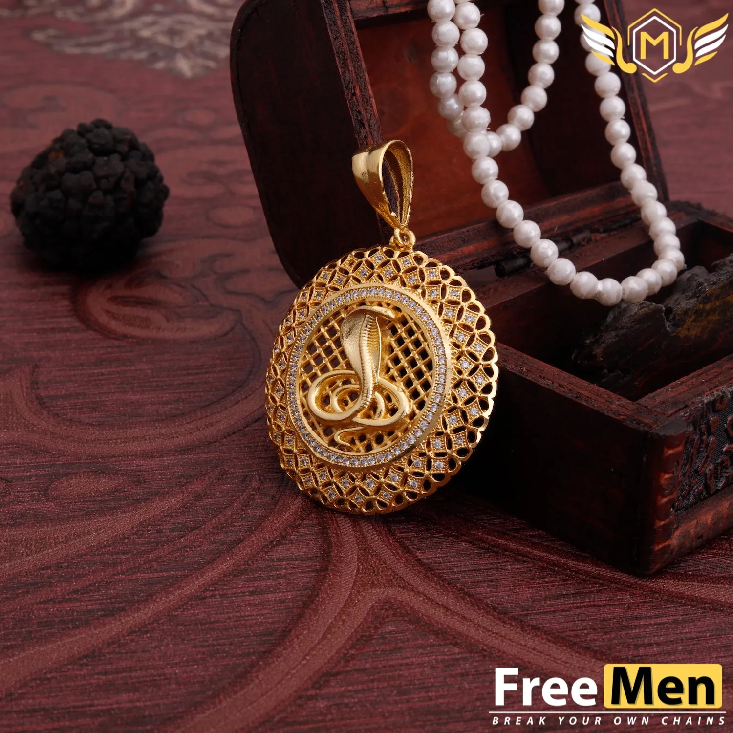 Freemen Goga (sank) Gold Plated Pendant for Men FMA102