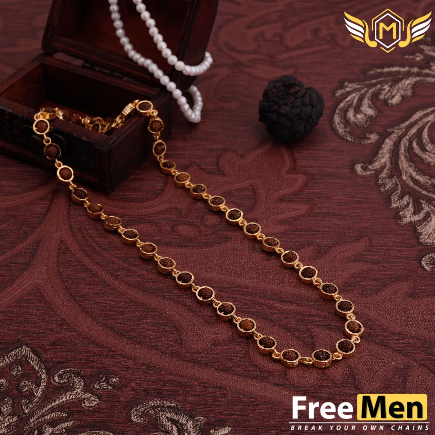 Freemen Gold Plated Rudraksha Mala