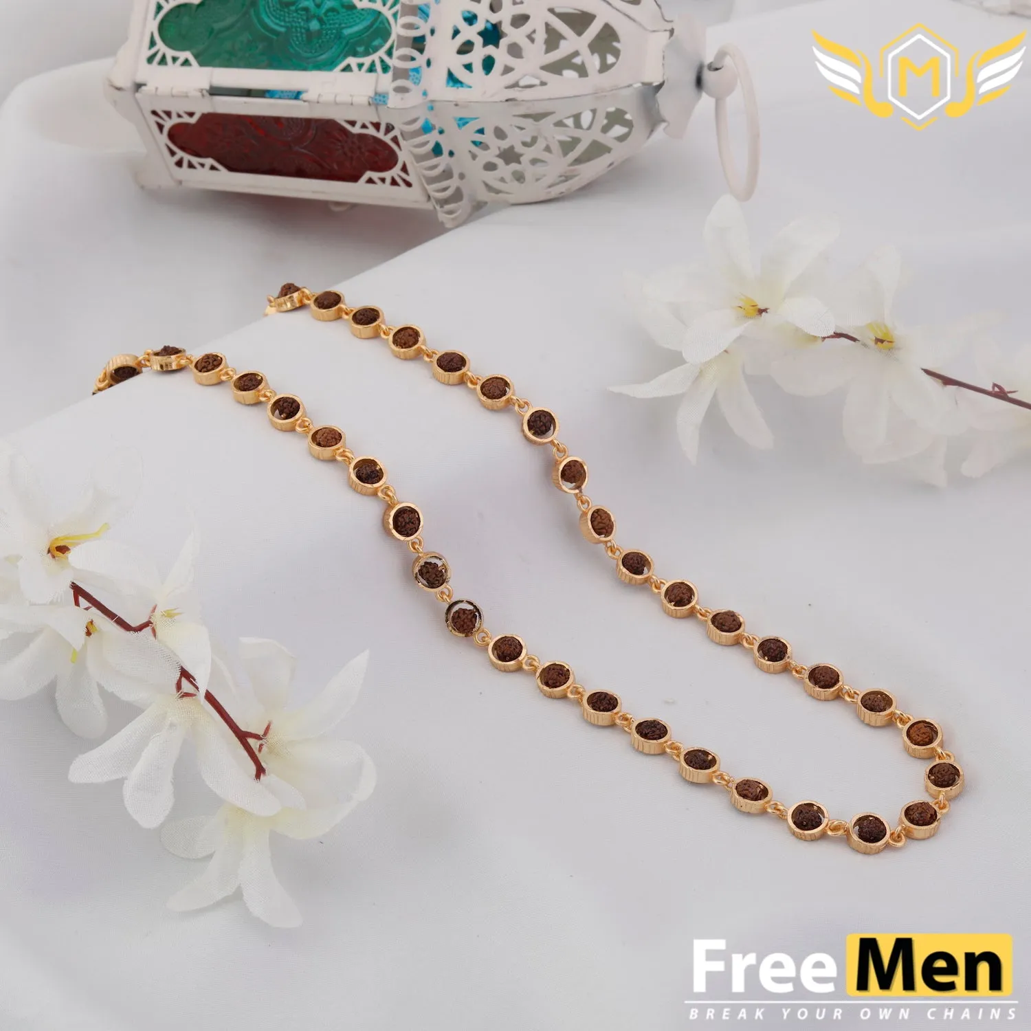 Freemen Gold Plated Rudraksha Mala