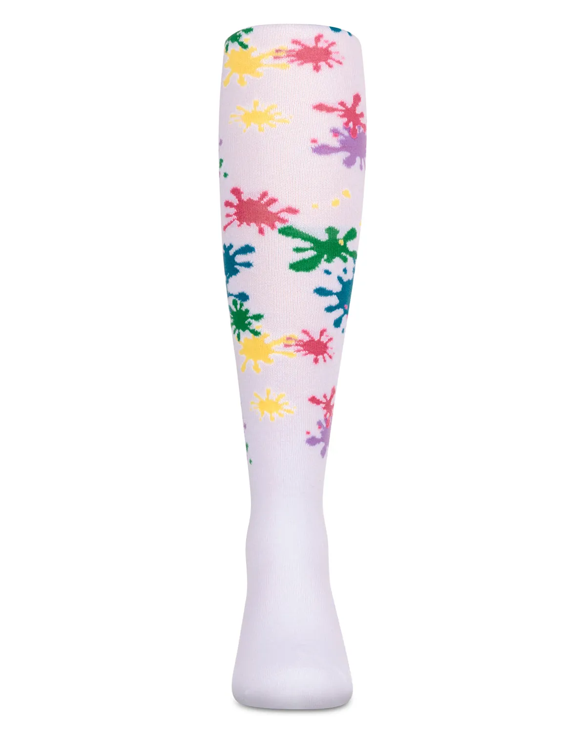 Girls “Splatter Paint” Opaque Stretch Cotton Tights