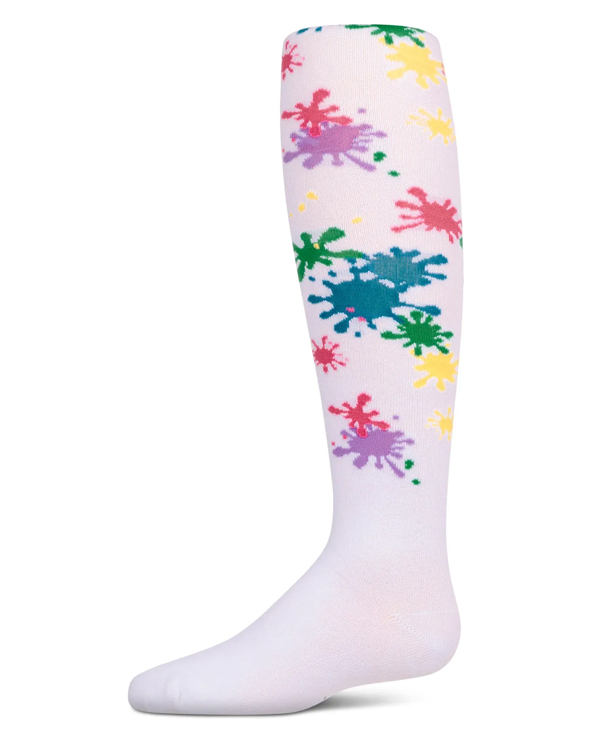 Girls “Splatter Paint” Opaque Stretch Cotton Tights