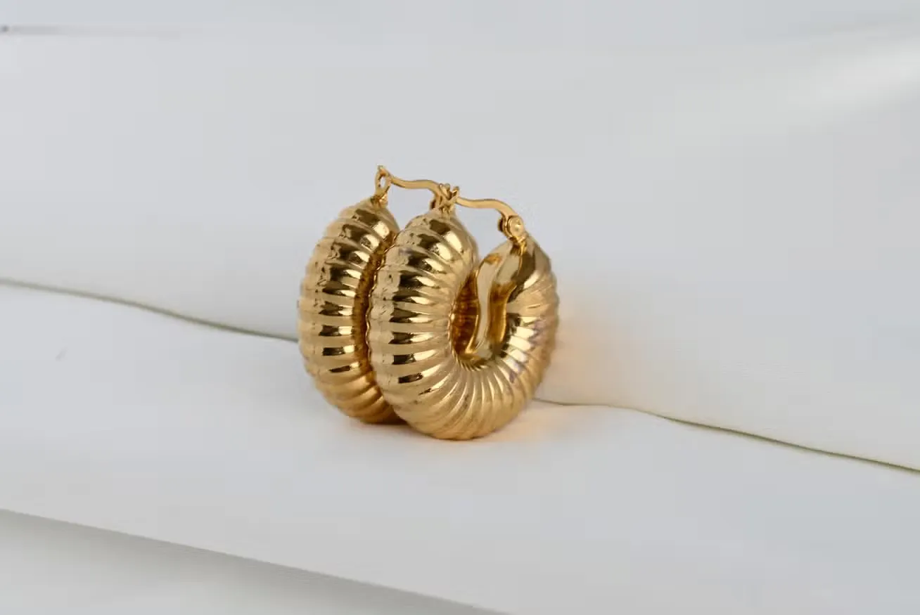 Glamfox - Textured Chunky Snail Hoops