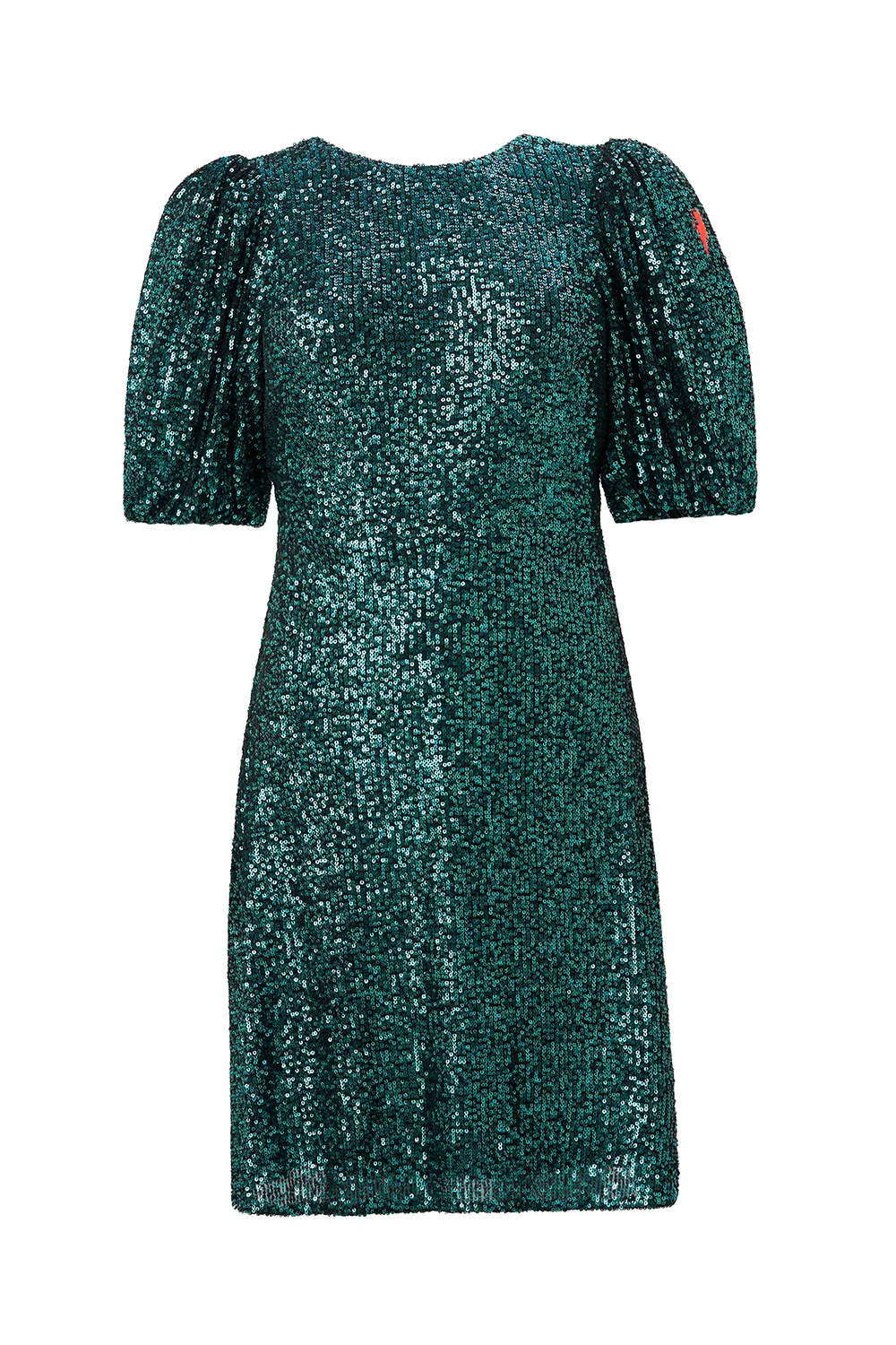 Green Sequin Puff Sleeve Short Dress