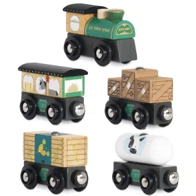 Green Train & Wagons Wooden Toys