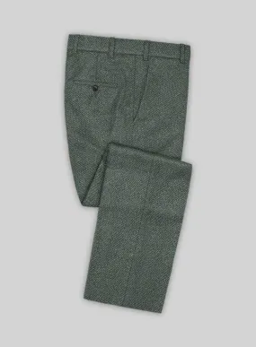 Harris Tweed Wide Herringbone Green Pants