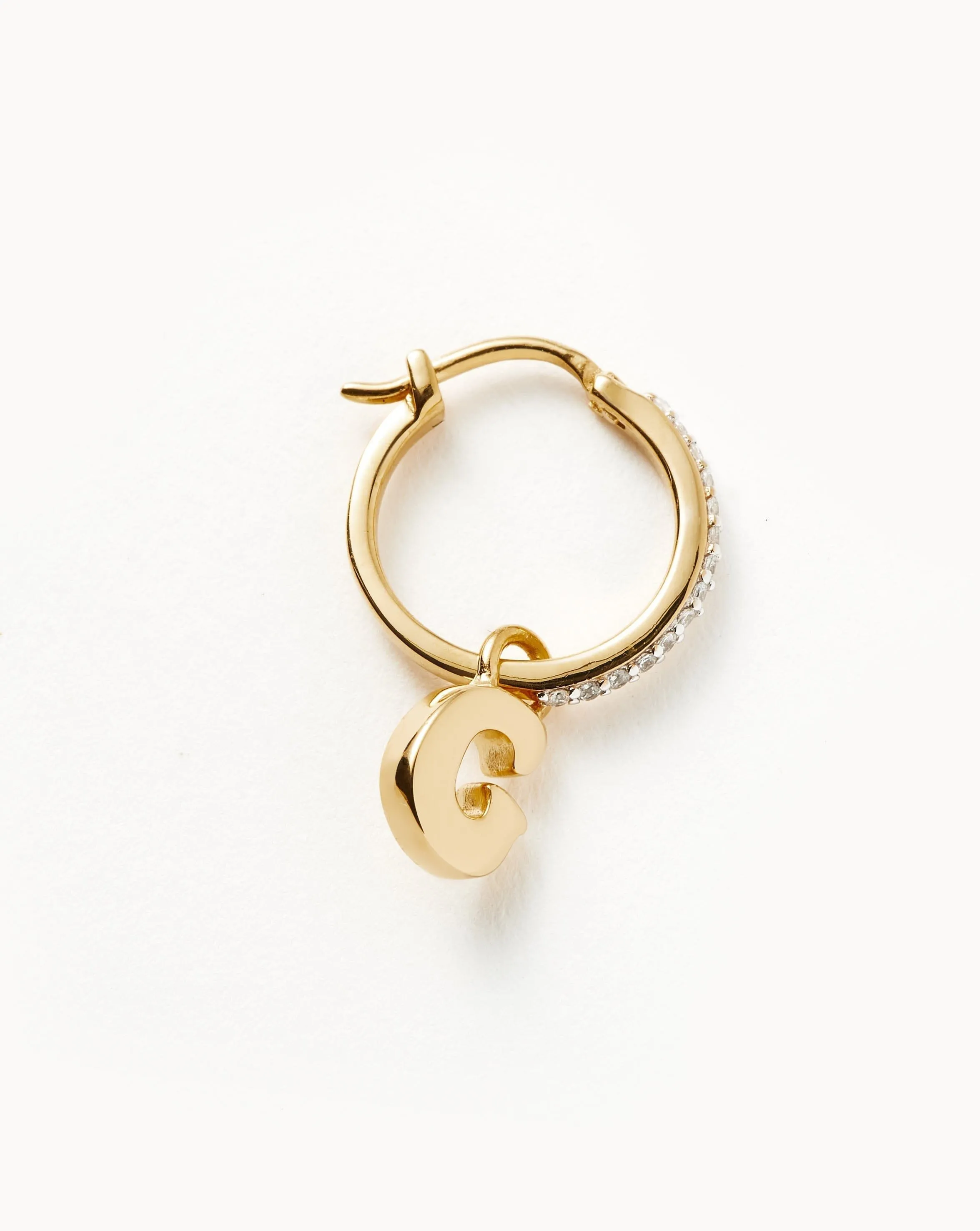 Initial Single Charm Hoop Earring - Initial G | 18ct Gold Plated Vermeil