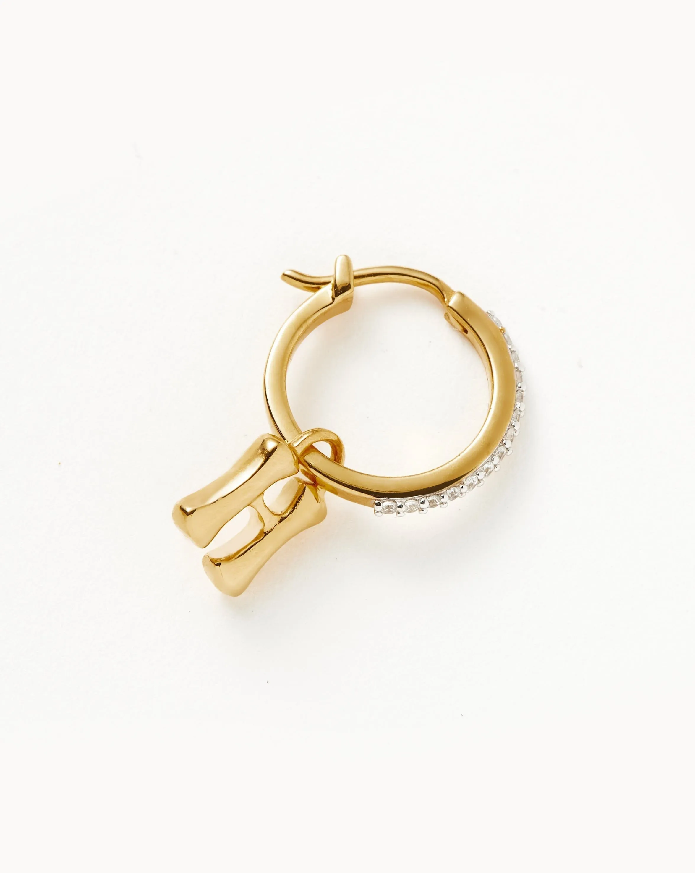 Initial Single Charm Hoop Earring - Initial H | 18ct Gold Plated Vermeil