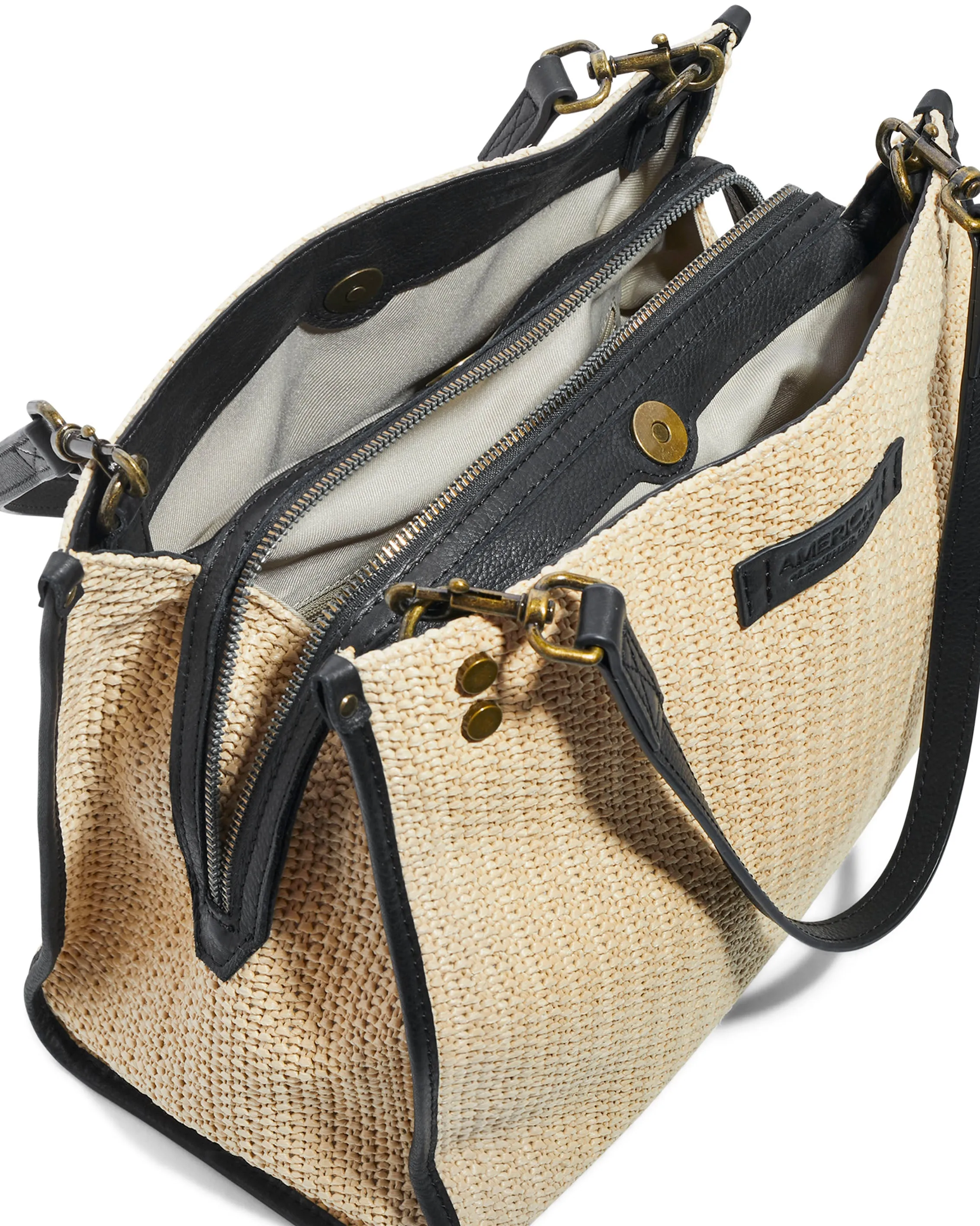 Lenox Raffia Triple Entry Satchel