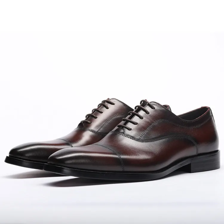 Men Classic Cowhide Solid Handmade Oxford Shoes