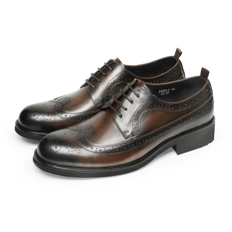 Men Classic Embossing Patchwork Cowhide Oxford Shoes