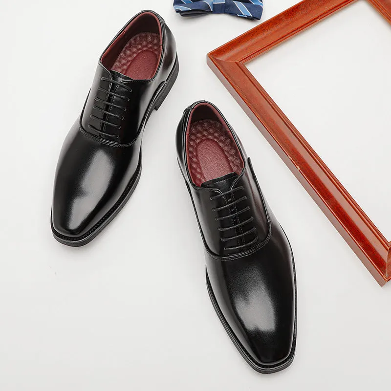 Men Solid Classic Cowhide Minimalist Oxford Shoes