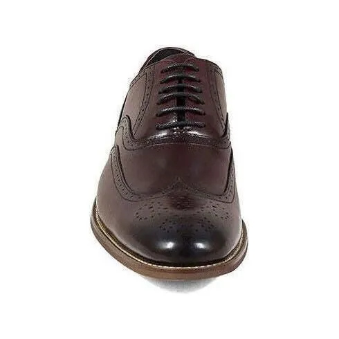 Mens Dunbar Stacy Adams Shoes Antiqued Leather Burgundy Oxford wingtip 25064-601