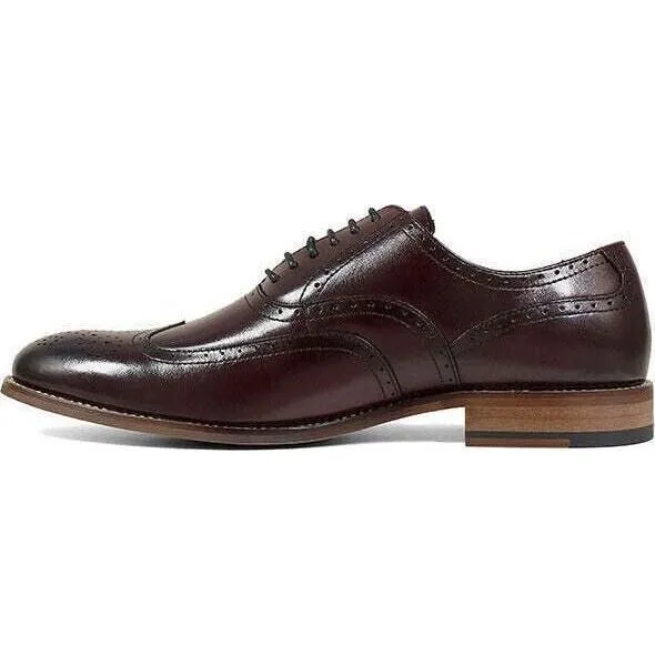 Mens Dunbar Stacy Adams Shoes Antiqued Leather Burgundy Oxford wingtip 25064-601