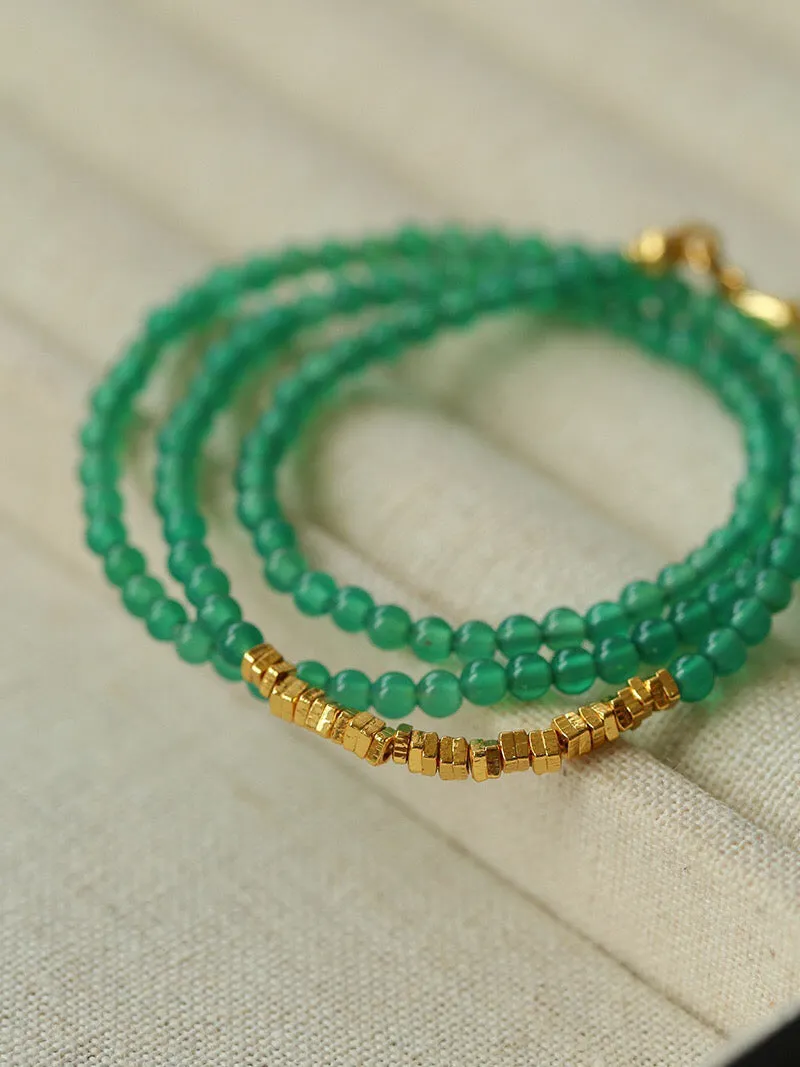 Mini Green Agate Gold Chip Necklace