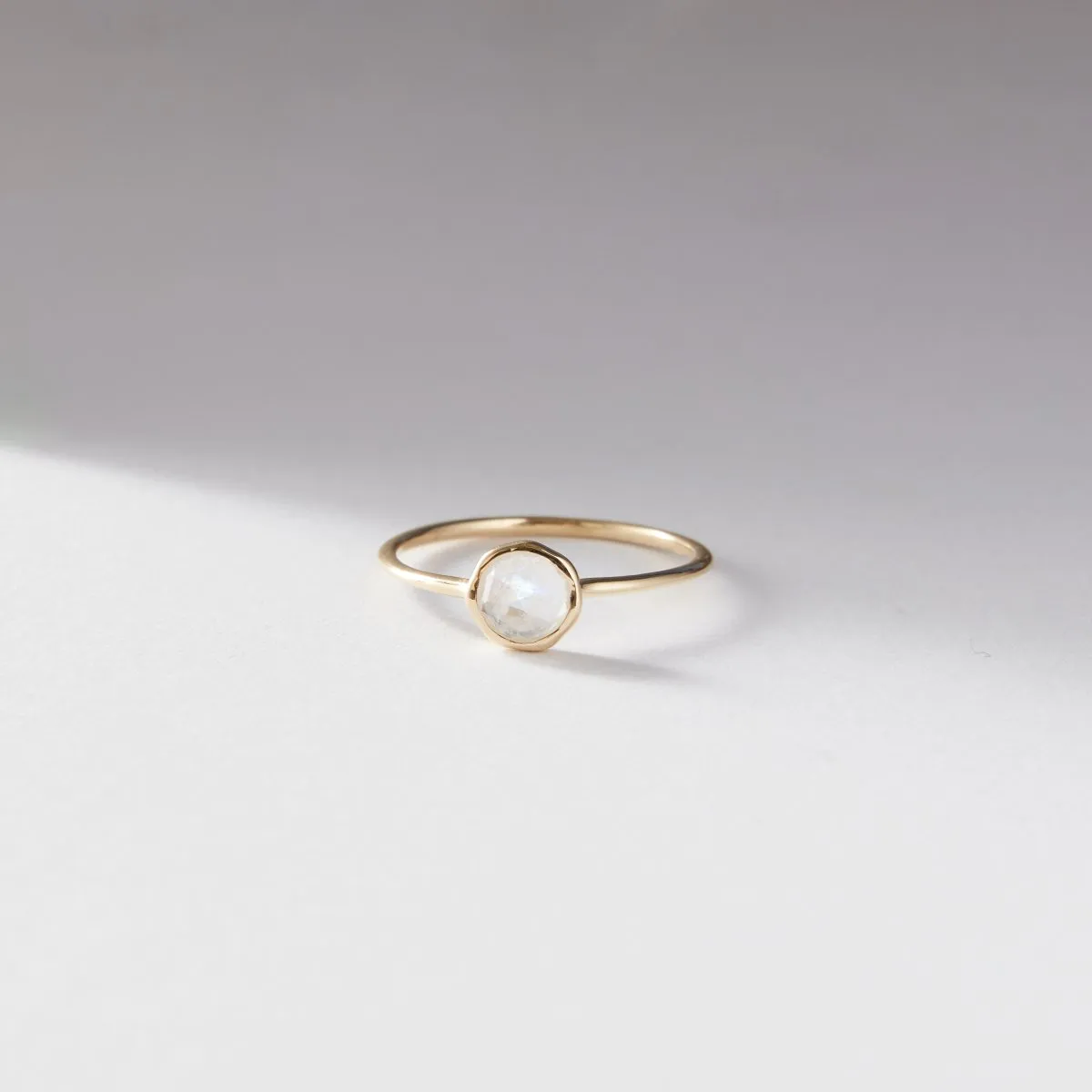 moonstone mini mood ring - 10k yellow gold, moonstone