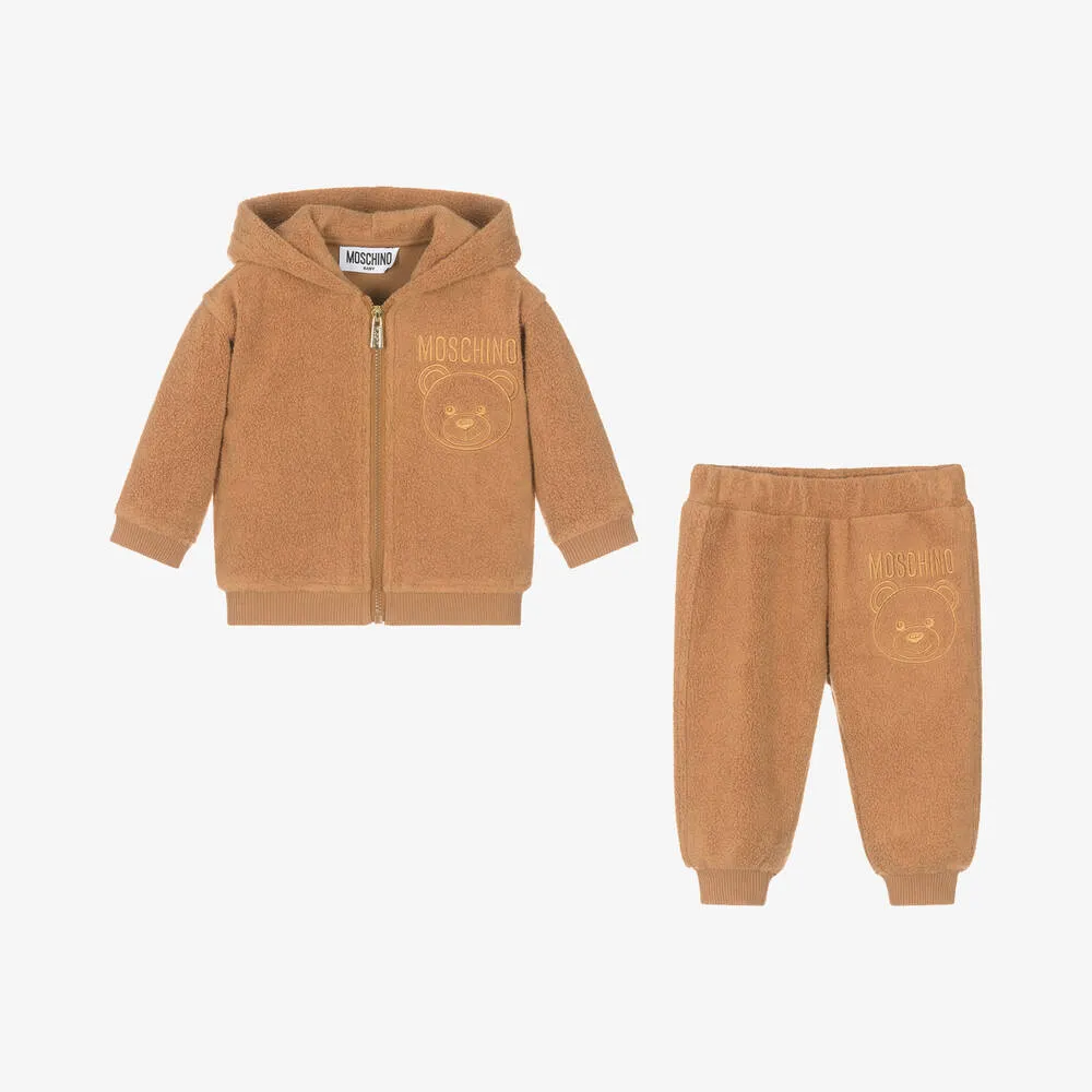 Moschino Baby Brown Teddy Bear Fleece Tracksuit