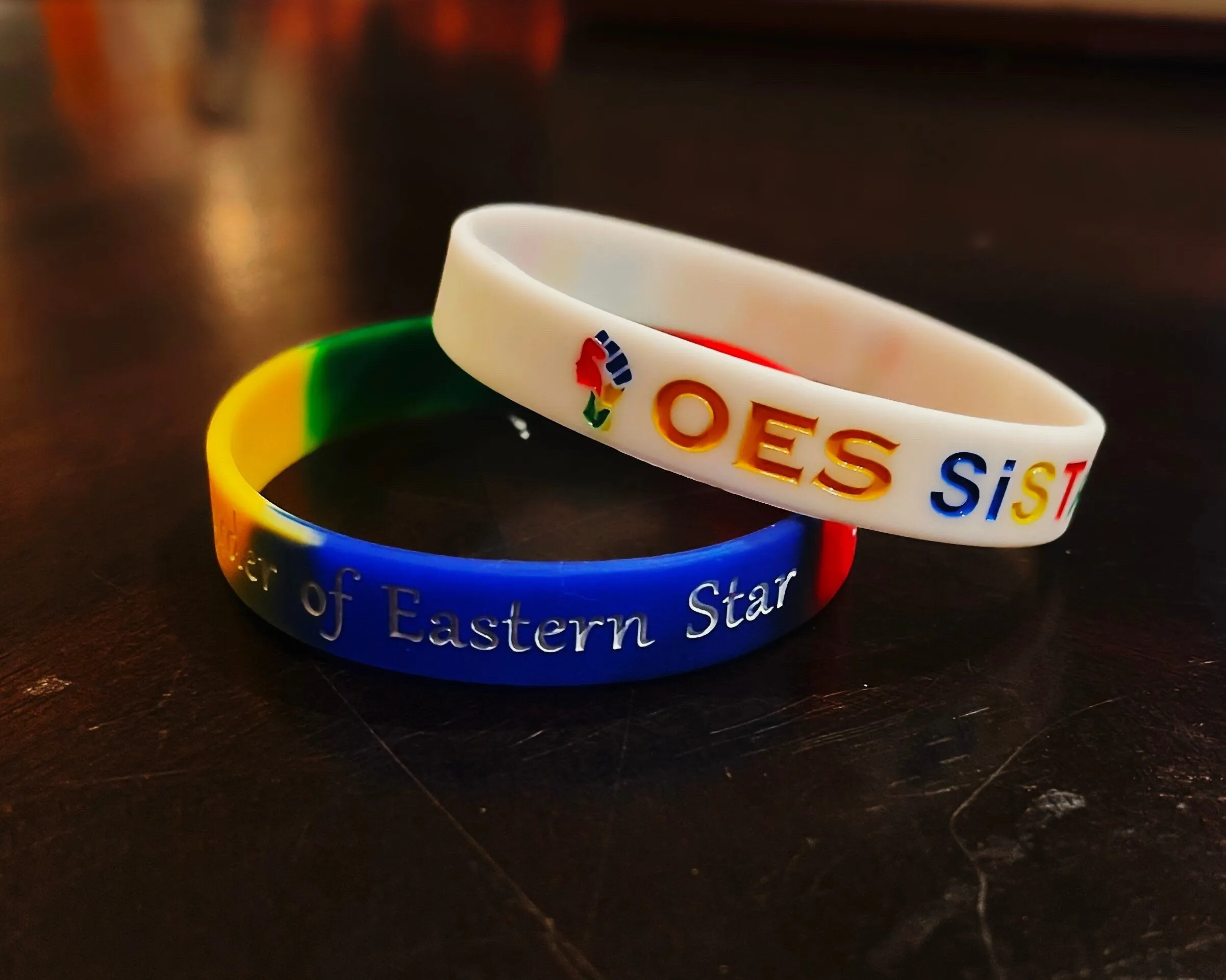 OES Bracelet Bundle / Order of the Eastern Star Bracelet Bundle/ OES Rubber / Soft PVC Bracelet - White and Colorful