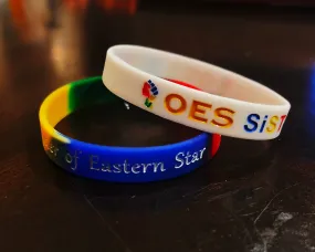 OES Bracelet Bundle / Order of the Eastern Star Bracelet Bundle/ OES Rubber / Soft PVC Bracelet - White and Colorful