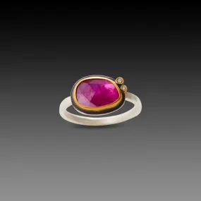 Organic Rose Cut Ruby Ring with Diamonds