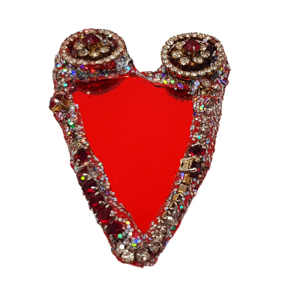 RED AND SILVER HEART BROOCH