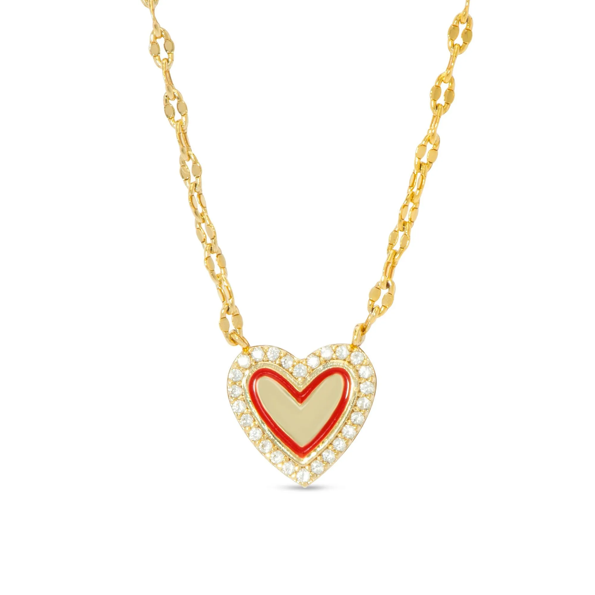 Red Heart & CZ Necklace