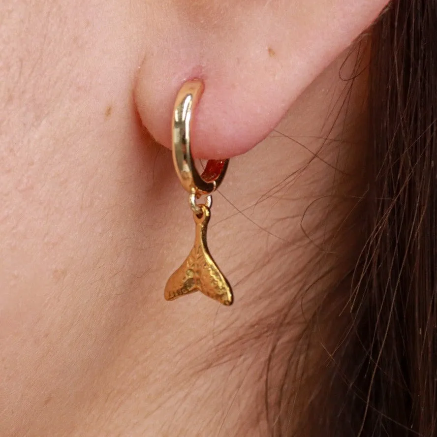 Sipadam | Textured Gold Plating or Stainless Steel Whale Tail Earrings