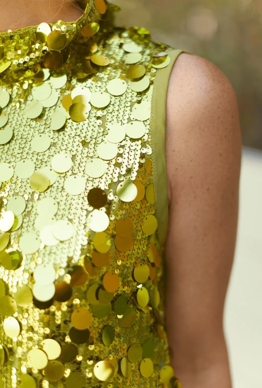 Sleeveless Mod Dress - Chartreuse Disco Sequin