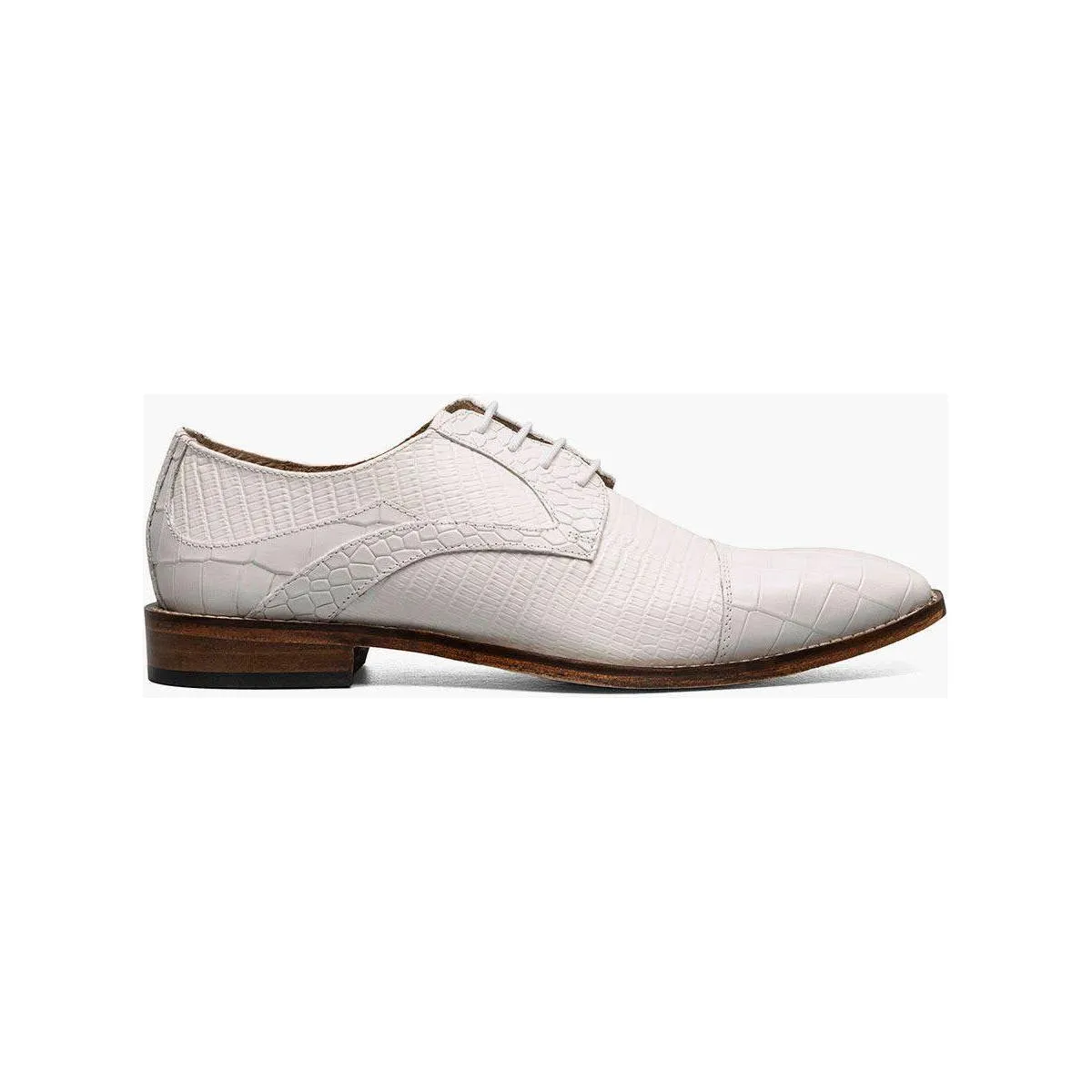 Stacy Adams Tedesco Cap Toe Oxford Lizard Leather Dress Shoes White 25630-100