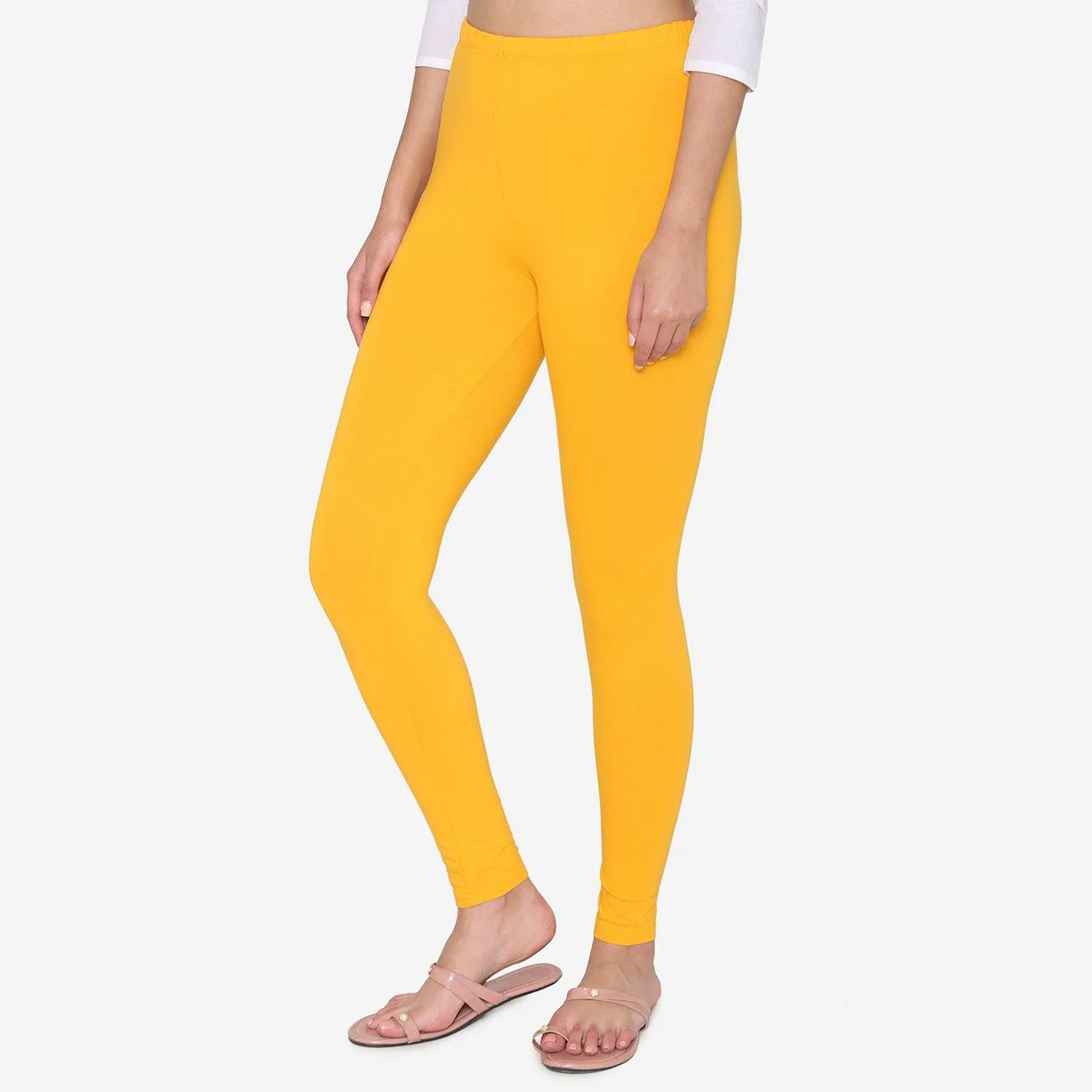 Women's Cotton Ankle leggings (Free Size) - Sun Flower