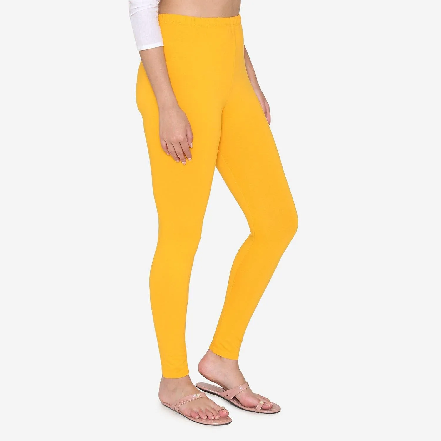 Women's Cotton Ankle leggings (Free Size) - Sun Flower