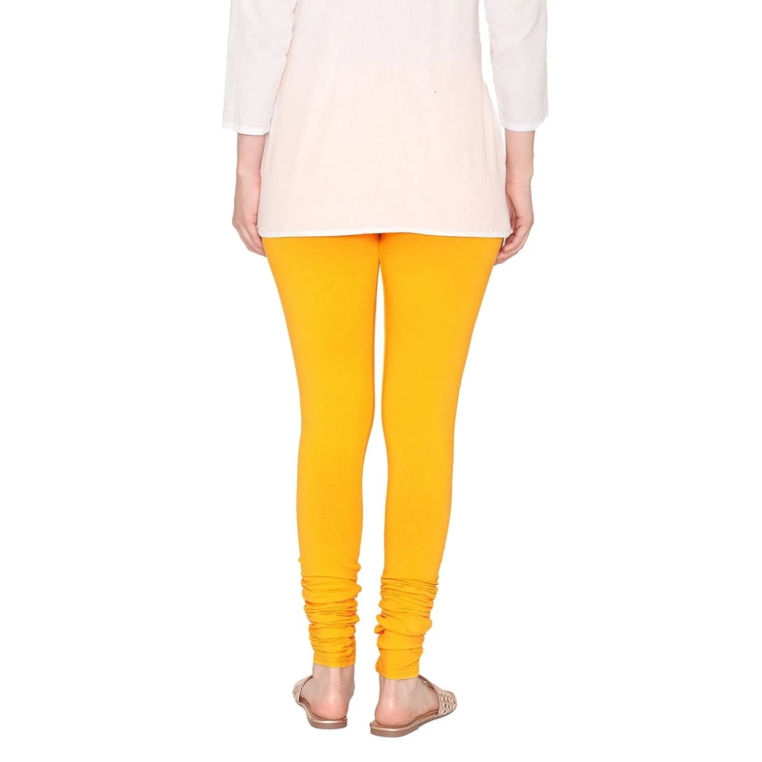 Women's Cotton Churidar Leggings (Free Size) - Marie Gold