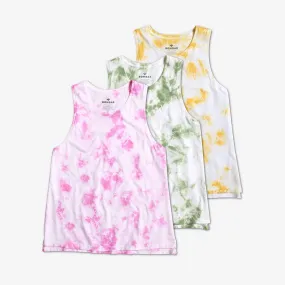 Women’s Pima Cotton Tie Dye Crew Neck Tank 3-Pack