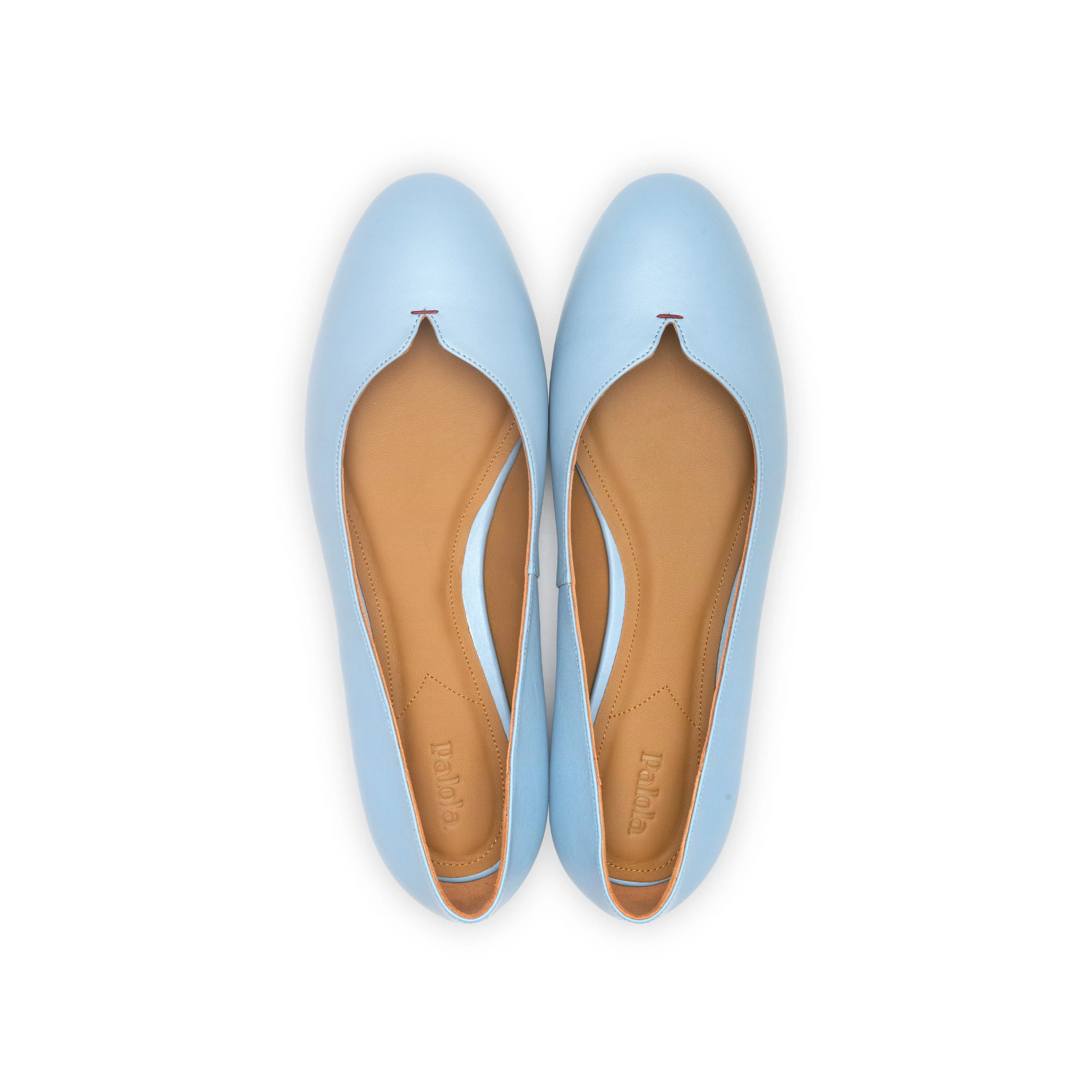 Yumi Ballet Flat in Sky Blue Nappa Leather